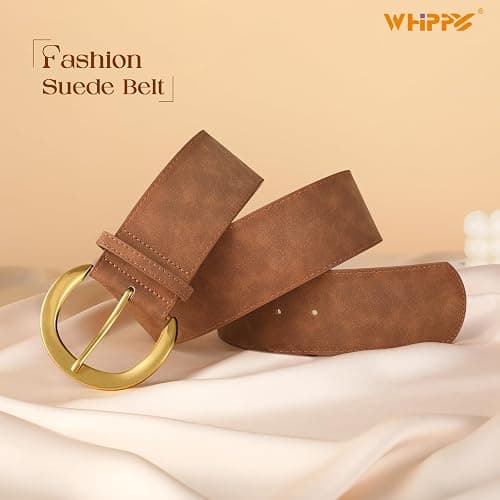 WHIPPY Women’s Wide Leather Belt for Dresses Fashion Casual Laides Thick Suede Belt with Gold Buckle thumbnail 5
