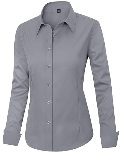 J.VER Womens Dress Shirts Long Sleeve Button Down Shirt Wrinkle-Free Business Casual Blouse Office Work Tops thumbnail 3