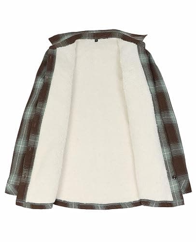 ThCreasa Womens Sherpa Lined Flannel Jacket with Hand Pockets, Plaid Button Down Fuzzy Shirt Jackets thumbnail 3