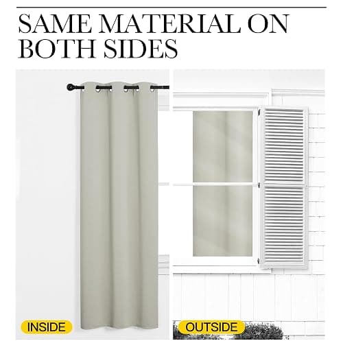 NICETOWN Thermal Insulated Grommet Room Darkening Curtains/Draperies/Panels for Bedroom (Bone White, 2 Panels, W42 x L63 inches) thumbnail 5