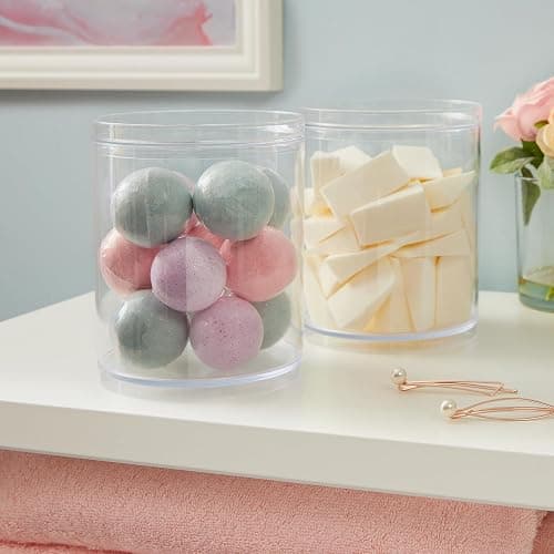 STORi Bella Tall Scrunchie Holder | Stackable Clear Plastic Container (Set of 2) Round Vanity Storage Organizers with Lids for Hair Accessories & Beauty Supplies | Made in USA thumbnail 7