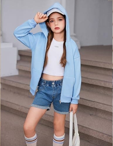 Arshiner Girls Zip Up Hoodies Teen Fleece Full-Zip Sweatshirts Jacket Casual Fall Hoodie with Pocket thumbnail 2