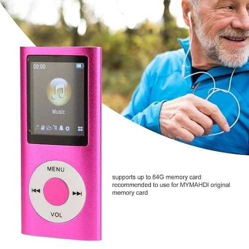 MP3 Player with Bluetooth, Music Player with Built-in HD Speaker, 1.8 Inch LCD Screen, HiFi Sound, Earphones Included, Support up to 64GB, for Students Running Walking(Pink) thumbnail 3