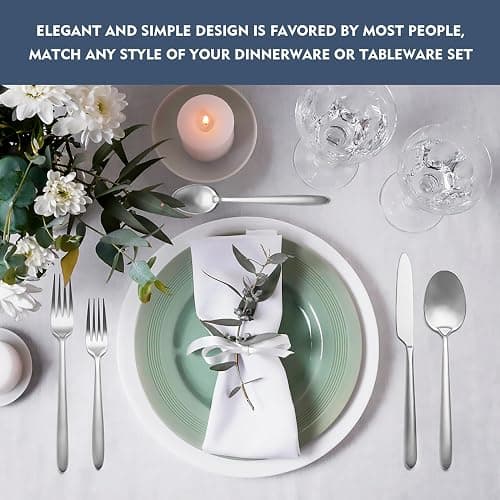 Heavy Duty Silverware Set, EIUBUIE 40-Piece Premium Stainless Steel Flatware Sets For 8, Matte Brushed Finish Cutlery Tableware Modern Kitchen Utensils Set for Home Restaurant, Dishwasher Safe thumbnail 7