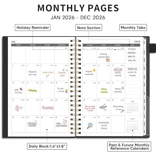 AHGXG Academic Planner 2026-2027, July 2026 - June 2027, 8.5" x 11" | Weekly and Monthly, Calendar, Agenda for Women, Teacher, Student, School, 12-Month Tabs (Black) thumbnail 4