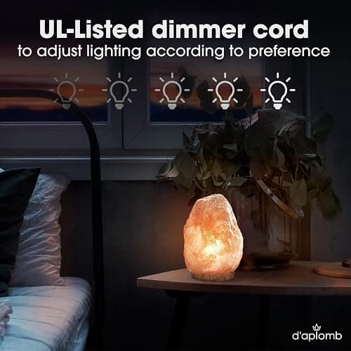 d'aplomb 100% Authentic Natural Himalayan Salt Lamp;Large Hand Carved Natural Chunk Pink Crystal Rock Salt from Himalayan Mountains; Dimmer Cord; 12 lbs thumbnail 3