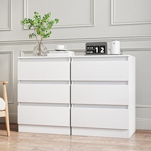 White Nightstand with 3 Drawers,Modern Tall Bedside Table with Storage for Bedroom,End Side Table with No-Handle Design for Living Room thumbnail 9