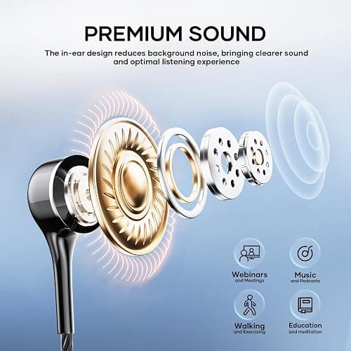 LWZCAM Wired Earbuds with Microphone 5 Pack, in-Ear Headphones with Heavy Bass, High Sound Quality Earphones Compatible with iPad, Laptop, MP3, Android Smartphones, Fits All 3.5mm Jack Device thumbnail 3