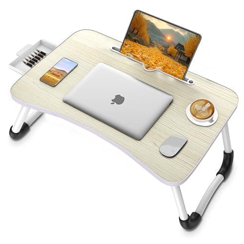Fayquaze Portable Foldable Laptop Bed Desk with Storage Drawer and Cup Holder - Lap Desk Laptop Stand Tray Table for Eating, Reading and Working thumbnail 4