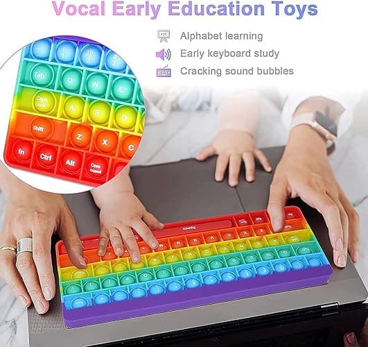 Ranzah Educational Keyboard Pop Fidget Toy Push Pop Bubble Sensory Poppet Toy for Kids Learning Squishy Squeeze Toy ADHD Stress Anxiety Relief Toddler Toy Montessori School Toy Gift Travel Popper thumbnail 4