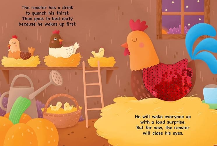 It's Pasture Bedtime - Children's Touch and Feel Storybook with 2-Way Sequins - Sensory Board Book thumbnail 4