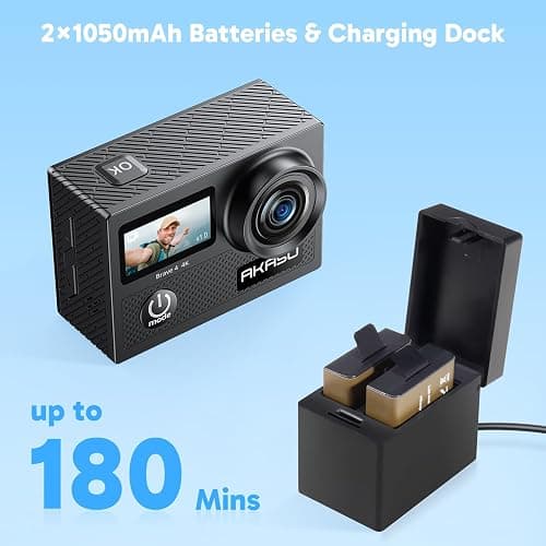 AKASO Brave 4 4K30fps 20MP WiFi Action Camera Ultra Hd with EIS 131ft Waterproof Camera Remote Control 5xZoom Underwater Camcorder with 2 Batteries and Bicycle Helmet Accessories Kit thumbnail 6
