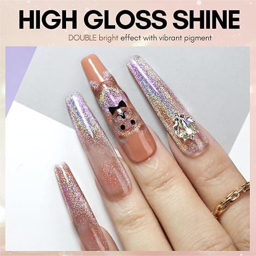 Makartt Cat Eye Gel Nail Polish: Universal Rainbow Holographic Gel Polish Bronze Gaze Sparkly Glitter Unique Magnetic Effect Nail Gels for DIY Nail Art UV LED Soak Off Manicure 10ml thumbnail 2