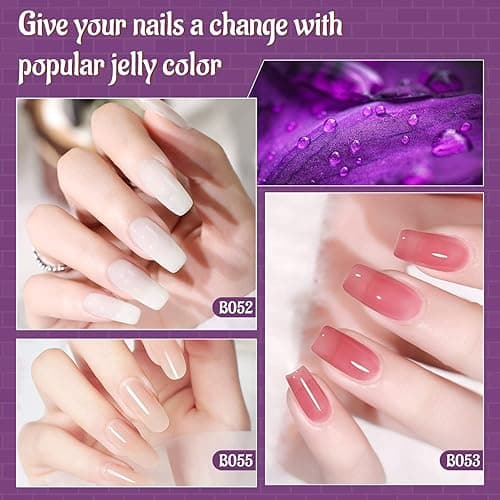 JODSONE Gel Nail Polish Kit 60 PCS with U V Light Soak off Base Top Coat 55 Shine Colors Gel Nail Kit Bright and Dark Brown Wine Red Series Manicure Set for Women and Girls thumbnail 9