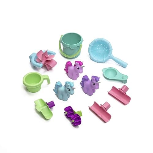 Step2 Rain Showers and Unicorns Water Table, Kids Water and Sand Activity Sensory Playset, Summer Outdoor Toys, 13 Piece Water Toy Accessories, for Toddlers 1.5+ Years Old, Blue & Purple - Rain Showers & Unicorns thumbnail 4