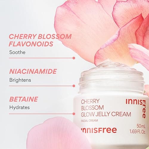 Innisfree Cherry Blossom Glow Jelly Cream with Niacinamide, Korean Hydrating Moisturizer for Smooth, Radiant Skin thumbnail 5