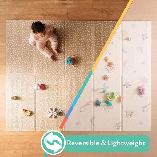 Nuby Foldable Reversible Baby Play Mat, 150 x 200 cm, XXL, 0M+, Rainbow | Waterproof Floormat, Easy to Clean with 2 Designs, Folds up for Easy Storage, Perfect for Fun Safe Baby & Toddler Play thumbnail 2