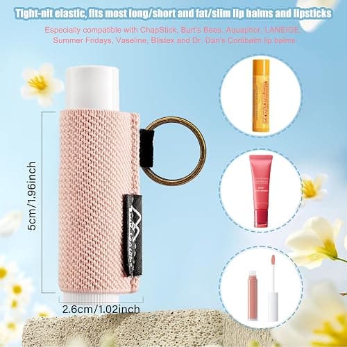 WK IEASON Lip Balm Holder Keychain with Clip, Tight-knit Elastic Chapstick Sleeve not Neoprene Sleeve (Blackx3) thumbnail 2