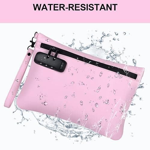 BOYISTARG PU Leather Gift Smell Proof Storage Bags with 8 Items - Waterproof Large Smell Proof Pouch with Combination Lock - Travel Storage Case for Women or Men -Pink thumbnail 5