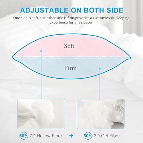 EIUE Hotel Collection Bed Pillows for Sleeping 2 Pack Queen Size，Pillows for Side and Back Sleepers,Super Soft Down Alternative Microfiber Filled Pillows,20 x 30 Inches thumbnail 3