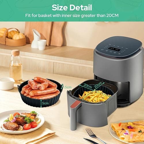 Alyvisun Moule Silicone Air Fryer, 2 Pièces Panier Moule pour Airfryer Réutilisable Friteuse à Air Chaud Plat Pot Ronde Doublure Liner pour Friteuse Air, Micro-ondes, Four (Noir) thumbnail 2