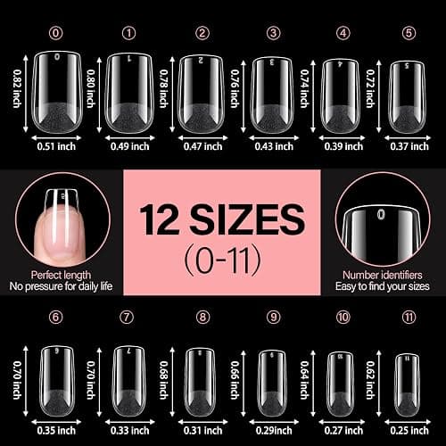 AILLSA Short Square Nail Tips Full Cover Clear Gelly Tips Half Matte Acrylic Tips Pre-Filed Fake Press on Nail Tips for Extension Home DIY Salon Manicure 216PCS 12 Sizes thumbnail 6