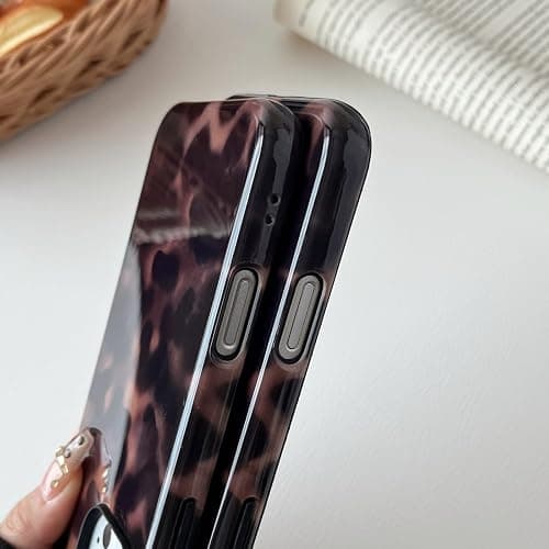 Longlayss Compatible with iPhone 17 Pro Max Case Tortoise Shell Phone Case for Women Girl Shockproof TPU and Hard PC Protective Cover - Amber Brown Leopard thumbnail 5