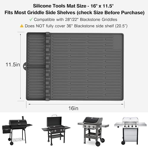 Silicone Griddle Tools Mat for Blackstone - Large Silicone Spatula Mat with Drip Pad - Griddle Mats BBQ Grill Accessories - Side Shelf Mats Grill Pad for Blackstone Griddles Accessories (Gray) thumbnail 4
