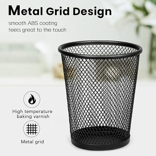QYH Mesh Pencil Holder Metal Pen Cup Black for Desk 6 Packs thumbnail 7
