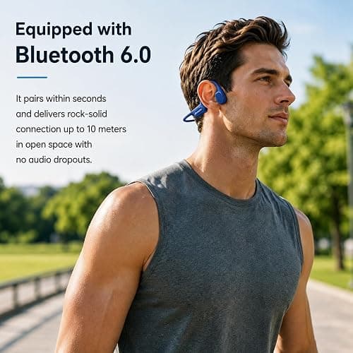 Swimming Headphones Underwater, Open Ear Lap Swimming Earbuds Bluetooth6.0 | IP68 Bone Conduction, 32GB MP3, Stay Aware of Surrounding Risks, Soft&Comfortable, 24g Ultra‑Lightweight, Pool Lap Swimming thumbnail 8