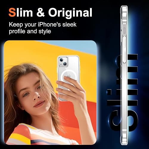 Temdan for iPhone 15 Case & iPhone 14 & iPhone 13 Case Clear with Screen Protector, Compatible with Magsafe, Anti-Yellowing, Military-Grade Protection, Shockproof Slim Magnetic Phone Case Cover thumbnail 7