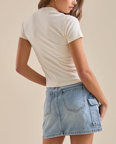 Women Graphic Baby Tees Y2K Teens Girl Cute Short Sleeve Shirt Vintage Slim Fit Crop Top 90s Aesthetic Tee Streetwear thumbnail 5