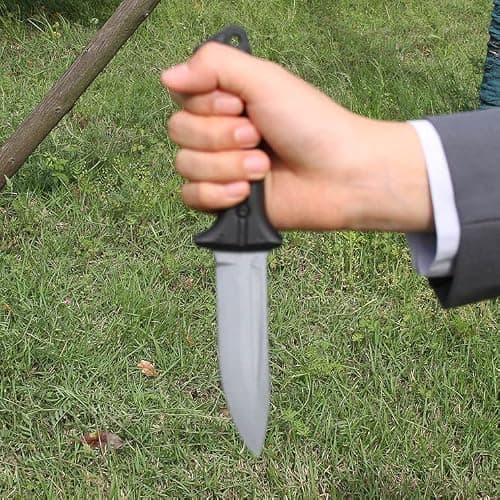 zonzxcv 2Pcs Prop Knife Fake Knife Plastic sheathed Dagger for Kids Harmless Safe Fake Knife for Halloween Party 10 Inch (Khaki) thumbnail 6