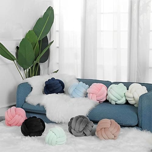 KEBAIHUA Knot Ball Pillows, Round Throw Pillow Cushion (Light Green,8.5") | Home Decor Soft Plush Pillow, Throw Knotted Ball Pillow, Stress-relief, Cute Decor for Kids Room,Sofa,Bed,Ideal Gift thumbnail 6