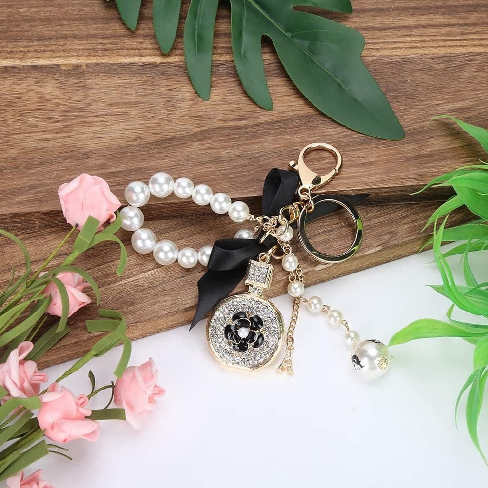 Keychain Fragrance Bottle Shape Alloy Bowknot Keychain Handmade Keychain Keychain Decoration for Girls thumbnail 6