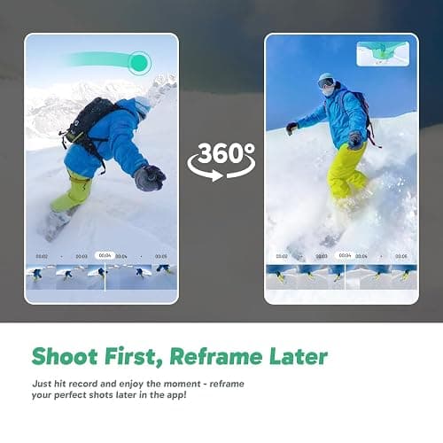 AKASO 360 Weatherproof 360° Action Camera - 5.7K 360 Video with 1/2" 48MP Sensors, 72MP 360 Photo, 360-SuperSmooth, 2.29" Touchscreen, Invisible Selfie Stick Effect, 360° Horizon Lock, AI Tracking thumbnail 8