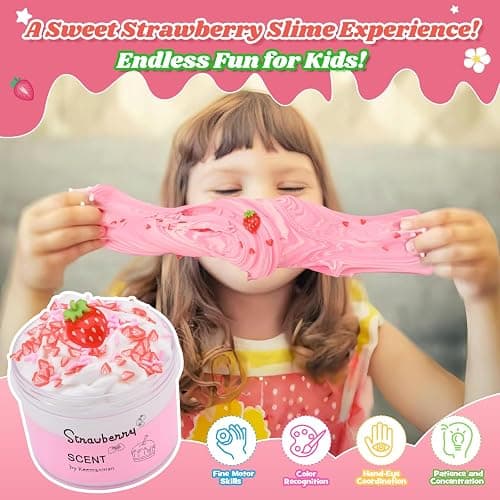 Strawberry Butter Slime, 7 oz. Scented Slime Kit Toys Cute Preppy Stuff for Girls Boys Kids, Cool Teen Girls Birthday Gifts Party Favors Stocking Stuffers thumbnail 7
