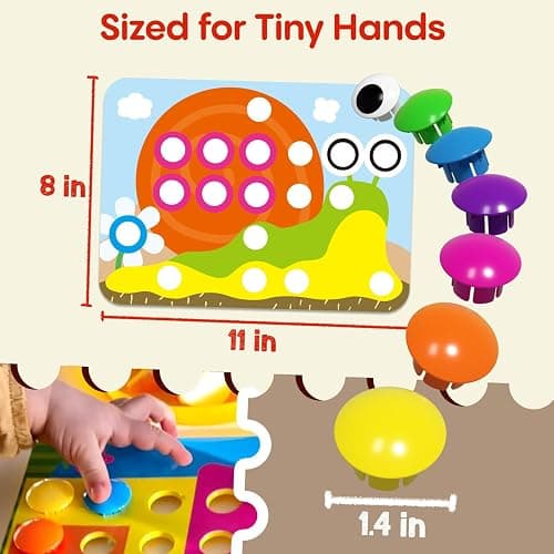 AMOSTING Button Art Toy – Educational Color Matching Mosaic Pegboard Sensory Learning Activity for Kids Age 3 4 5, Preschool Gift for Toddlers, Boys and Girls thumbnail 2