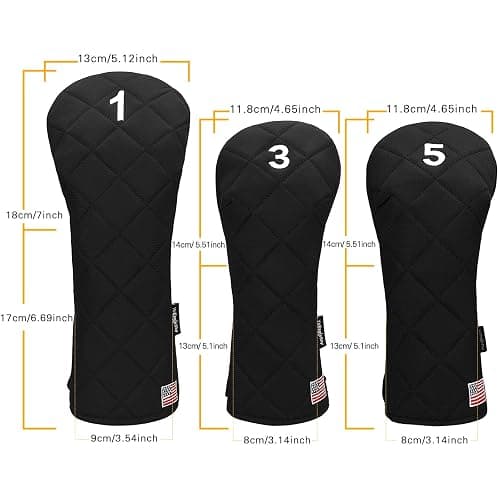 YuEagleSky Golf Head Covers Driver Fairway #3#5 Hybrid USA Flag for Club Men Women, (Black or White) thumbnail 6