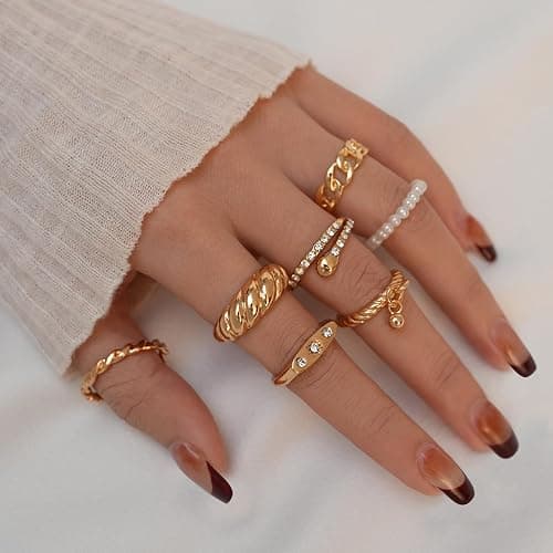 YEEZII 68 Pcs Gold Knuckle Rings Set for Women, Stackable Boho Joint Finger Midi Rings Silver Hollow Carved Crystal Stacking Ring Pack for Gift thumbnail 3