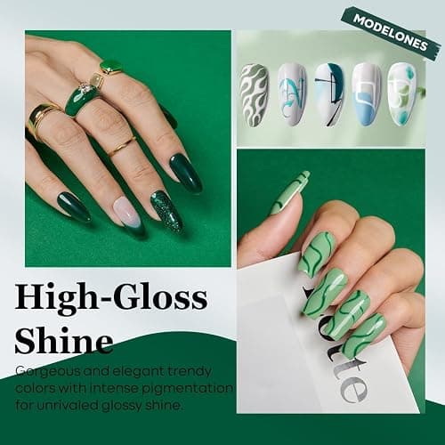 Modelones Blue Green Gel Nail Polish - 6 Colors Misty Gray Dark Green Glitter Gel Polish Kit Sage Green Baby Blue Nail Gel Polish Soak Off UV Gel Nail Lamp Gel Nail Kit DIY Home Nails Manicure Gifts thumbnail 4