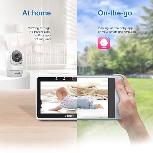 VTech Upgraded Smart WiFi Baby Monitor VM901, 5-inch 720p Display, 1080p Camera, HD NightVision, Fully Remote Pan Tilt Zoom, 2-Way Talk, Free Smart Phone App, Works with iOS, Android thumbnail 4