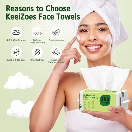 Disposable Face Towels 600 Count, Biodegradable Ultra Soft & Thick Facial Towels for Sensitive Skin, Lint-Free Makeup Remover Dry Wipes, Multi-Purpose Cleansing Towelettes for Face Wipes, Skincare thumbnail 5