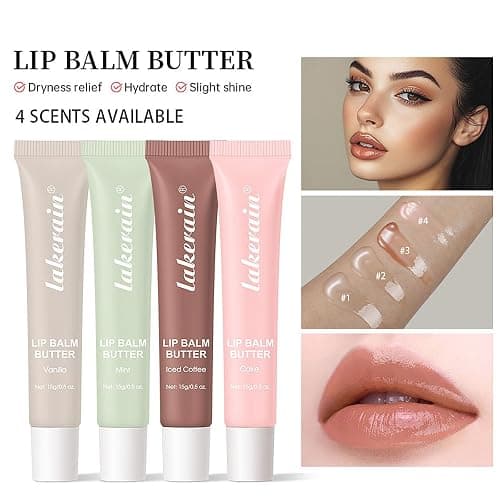 4 PCS Lip Glossy Butter Balm Set, Tinted Lip Balm Instant Moisture and Hydration Lip Gloss, Long Lasting Hydrating Glow Reviver Lip Care Oil, Christmas Makeup Gift for Women thumbnail 2