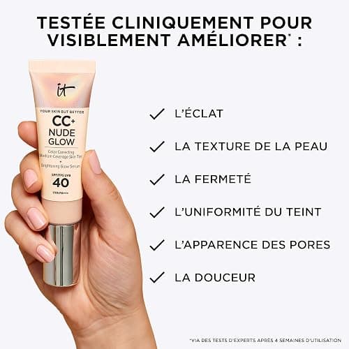 IT Cosmetics, Crème CC+ Nude Glow Your Skin But Better, Couvrance Moyenne, SPF40, Enrichi en Peptides, Collagène & Vitamines, Fini Naturel & Lumineux, 32 ml thumbnail 5