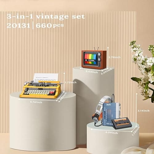 JMBricklayer Typewriter Walkman Television Building Toys 20131, Collectible Vintage Display Model Office Room Decor, Creative Hobbies Activity, Unique Gift Ideas for Adults Teens Kids(660 Pieces) thumbnail 6