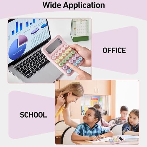 Electronic Calculator,12 Digits Large LCD Display Small Desktop Calculators,Pink Basic with Big Buttons,Easy to Press Mechanical Switch Calculator,4 Function Office Supplies for Home and School (Pink) thumbnail 6
