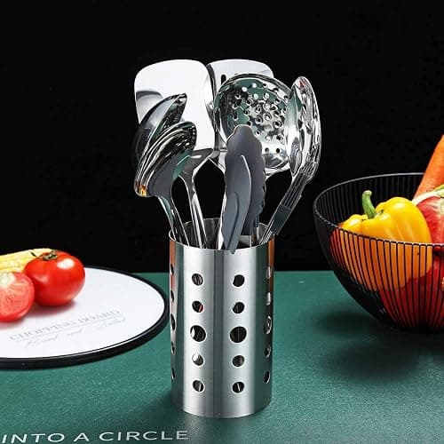 Stainless Steel Cooking Utensils Set, Berglander 13 Pieces Kitchen Utensils Set, Kitchen Tools Set With Utensil Holder Non-Stick And Heat Resistant,Dishwasher Safe, Easy to Clean (13 Packs) thumbnail 2