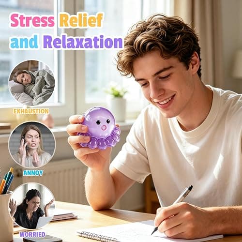 4 Pack Octopus Squishy Stress Balls Slow Rising Anxiety Relief Toys Cute Soft Squeeze Toys for Classroom Prize Birthday Party Favors thumbnail 7