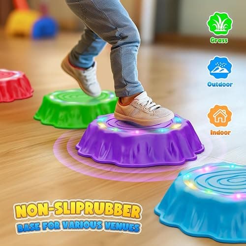Flooyes Stepping Stones for Kids, 6pcs Light up & Music Non-Slip Stepping Stones, Sensory Toy for Toddler Balance & Coordination Skills, Indoor & Outdoor Toys, Toys for Toddlers Ages 3-5 thumbnail 4